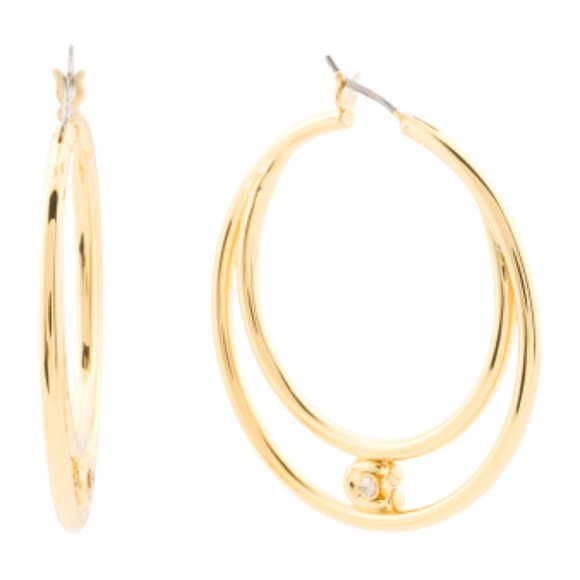 NWT! Coach double hoop earrings with a sparkling pavé crystal stud + gift wrap! - Picture 6 of 13
